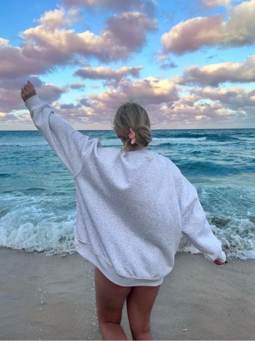 Sunkissed Coconut Pearl Grey United States Of America Embroider Sweatshirt - Picture 3 of 4